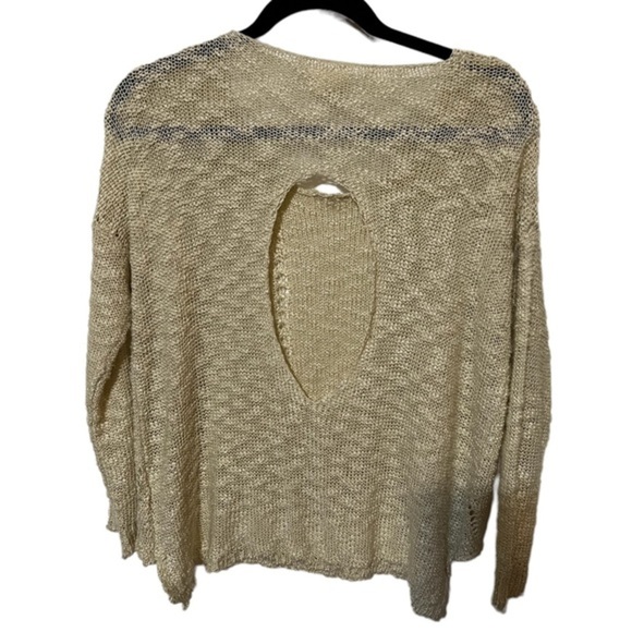 Bird Cage Tan Lightweight knit long sleeve open back sweater Size Small - Picture 2 of 5
